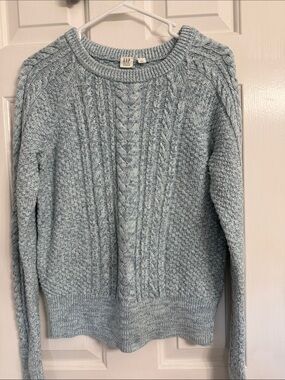 GAP Light Blue Cable Knit Crewneck Sweater